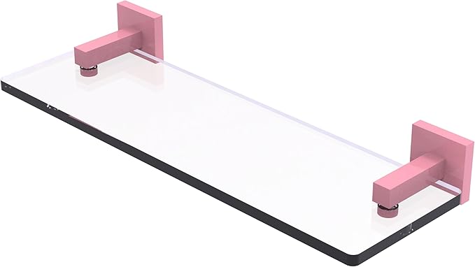 Allied Brass MT-1-16-PNK Montero Collection 16 Inch Glass Vanity Shelf with Beveled Edges, Pink