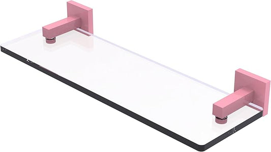 Allied Brass MT-1-16-PNK Montero Collection 16 Inch Glass Vanity Shelf with Beveled Edges, Pink