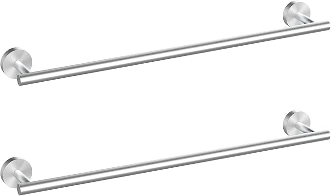 Cilee 2 Pieces Brushed Nickel Bathroom Towel Bar, 24 Inch Double Towel Racks,Bathroom Towel Holder Towel Hanger for Bathroom Stainless Steel Wall Mount
