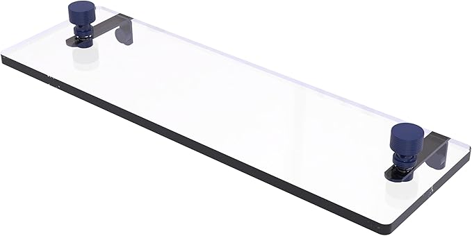 Allied Brass FT-1/16-MBL Foxtrot 16 Inch Glass Vanity Shelf with Beveled Edges, Mediterranean Blue