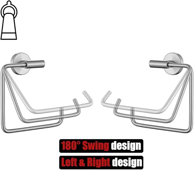 JQK Towel Ring, Stainless Steel Square Ring Towel Holder for Bathroom, 6 Inch Brushed Finished Wall Mount, TR140-BN