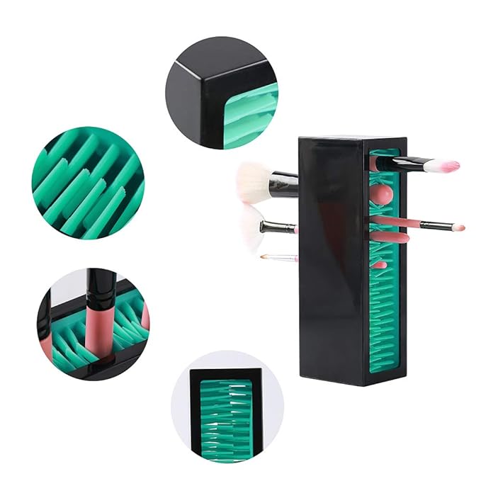 JAMEND CLXP Makeup Brushes Holder Organizer, Silicone Vanity Air Drying Rack Display Storage for Brush, Eyeliners and More, Practical Cosmetic Tools Container (Pink-White)