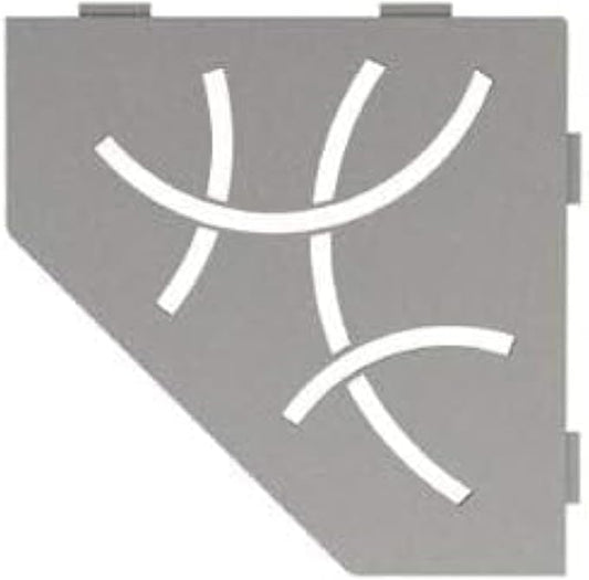 Schluter Pentagonal Corner Shelf for Tiled Walls - Curve Design, Aluminum Material, Stone Grey Finish, 3/32" Thick Anchoring Tabs - SES2D6TSSG