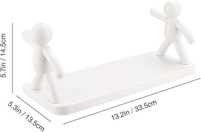 The Kitchen Toilet Receive Shelf，No-Drill Floating Wall Shelves - Space-Saving Multipurpose Storage for Bathroom, Kitchen, Office - Waterproof Adhesive Design with 5kg Load Capacity (White+Gray)