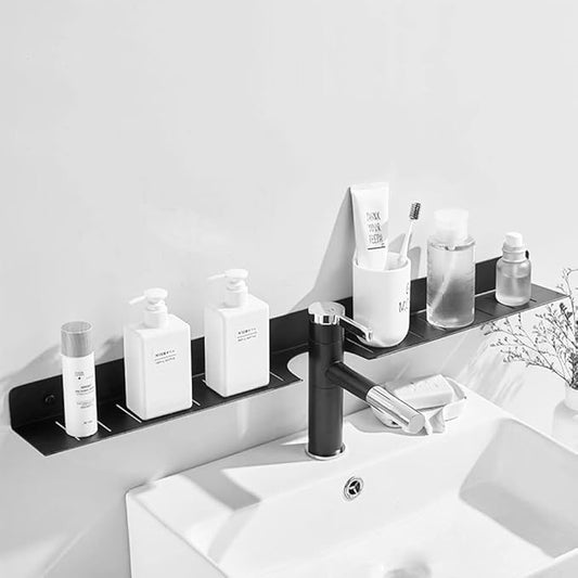 HOTRA Floating Wall Shelves Bathroom Display Shelves Rack for Kitchen Vanity Sink Organizer Metal Counter Shelf Storage (Color : Black, Size : 50cm)