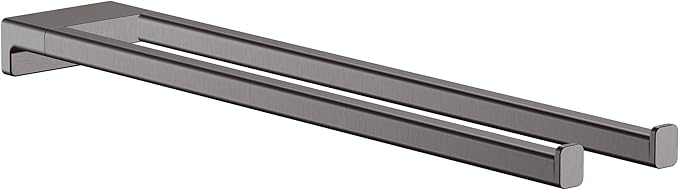 hansgrohe AddStoris Towel Holder Twin-Handle in Brushed Black Chrome 1-inch Accessories in Brushed Black Chrome, 41770340