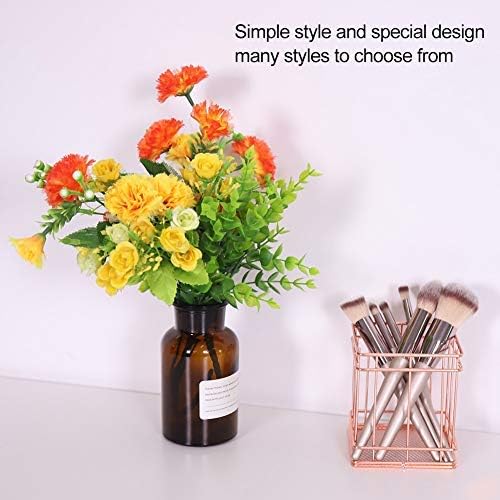 Fdit Makeup Storage Basket Organizer Rose Gold Iron Cosmetic Storage Holder Desktop Decor Household Woman Girl Lady(B)