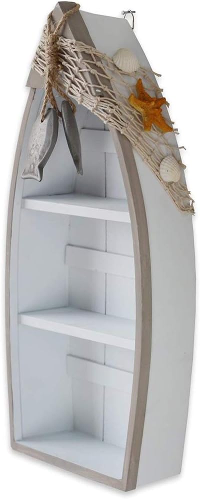 Wooden Sailboat Shelf Small Nautical Sail Boat Decor Coastal Beach Themed Ornaments for Home Bathroom Room Bedroom (C)
