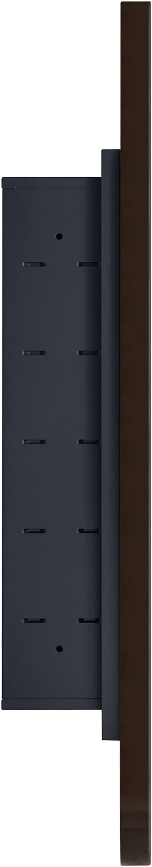 Oil Rubbed Bronze Oval Recessed Bathroom Medicine Cabinet with Mirror Stainless Steel Metal Framed Oblong Pill Shaped Bathroom Cabinet with Mirror 16x33''