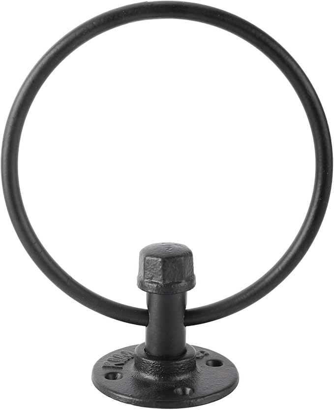 HighFree Industrial Towel Ring, Farmhouse Pipe Hand Towel Holder, Matte Black Wall Mounted Bathroom Hardware, Rustic Towel Ring for Bathroom (2)