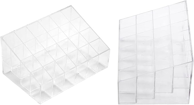 24 Slots Lipstick Organizer for Drawer, Clear Acrylic Lip Gloss Holder Organizer Nail Polish Display Case for Vanity, Nail Salon, Pop Up Shop, 5.7 x 3.7 x 2.9in