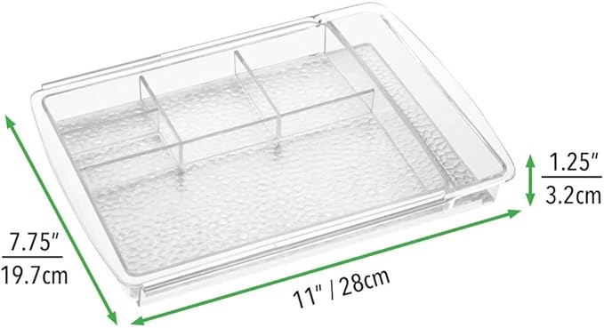mDesign Expandable Makeup Organizer for Bathroom Drawers, Vanities, Countertops: Organize Makeup Brushes, Eyeshadow Palettes, Lipstick, Lip Gloss, Blush, Concealer - Adjustable Width, 2 Pack - Clear