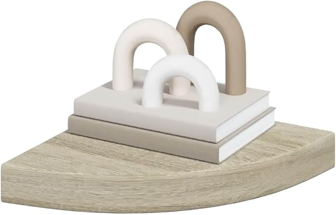 Floating Corner Shelves Set of 4, Invisible Mounting Wall Shelves for Living Room Bedroom, Oak Finish Honeycomb MDF with Metal Bracket, 9.8x9.8x1.5 Inches, Holds 11 lbs Each for Decor Books Plants