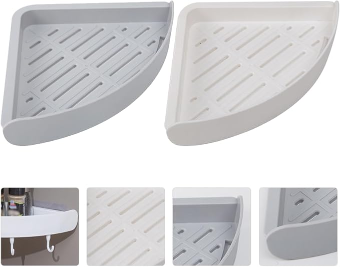 Angoily 2pcs Triangular Wall-Mounted Corner Storage Racks for Bathroom and Kitchen Punch Toiletry Shelves Compact and Design