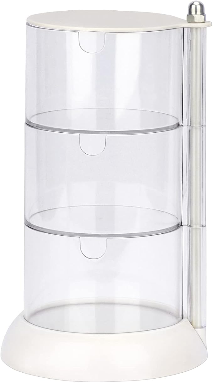 JessLab 3 Layer Clear Jewelry Organizer, 360?? Rotatable Acrylic Hair Accessory Organizer, Hair Clip and Tie, Earring Holder Storage for Bathroom Vanity Countertop