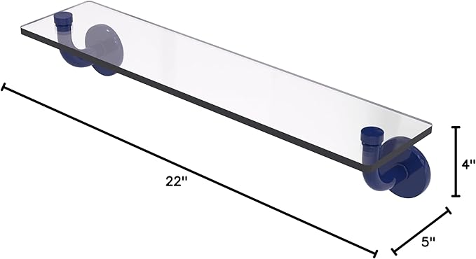 Allied Brass RM-1-22-MBL Remi Collection 22 Inch Glass Vanity Shelf with Beveled Edges, Mediterranean Blue