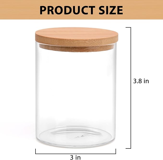 BKYFPQ 6 Pack Glass Qtip Holder Dispenser Set - Apothecary Jars with Lids for Vanity Makeup Organizer - Bathroom Canister Storage Organizer