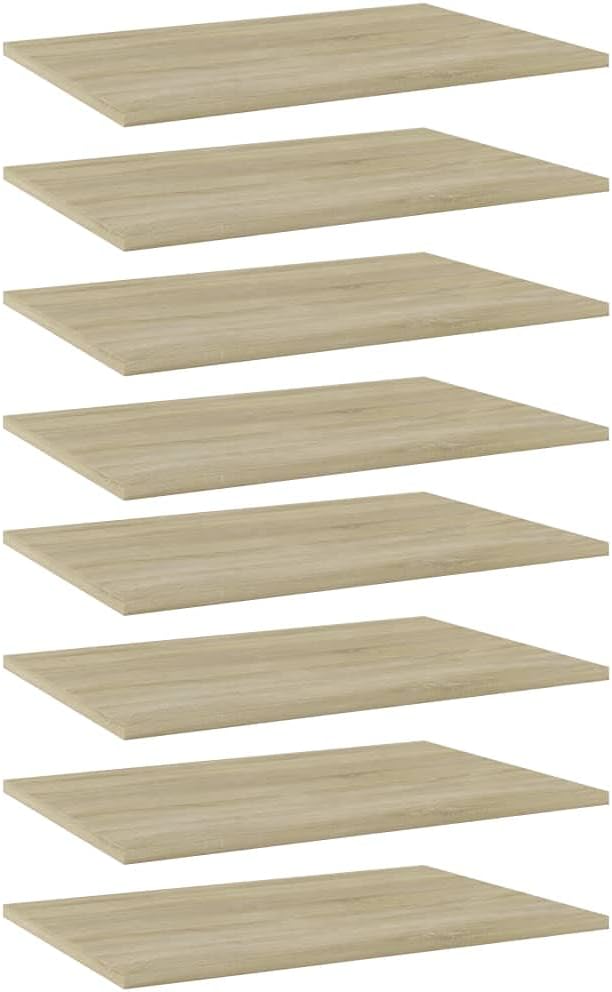 Sonoma Oak Engineered Wood Wall Mounted Shelf Set of 8, 23.6x15.7 Inch, Minimalist Design for Living Room Kitchen Storage, Durable and Sturdy, Space Saving Display Shelves