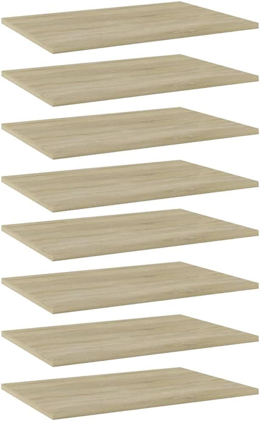 Sonoma Oak Engineered Wood Wall Mounted Shelf Set of 8, 23.6x15.7 Inch, Minimalist Design for Living Room Kitchen Storage, Durable and Sturdy, Space Saving Display Shelves