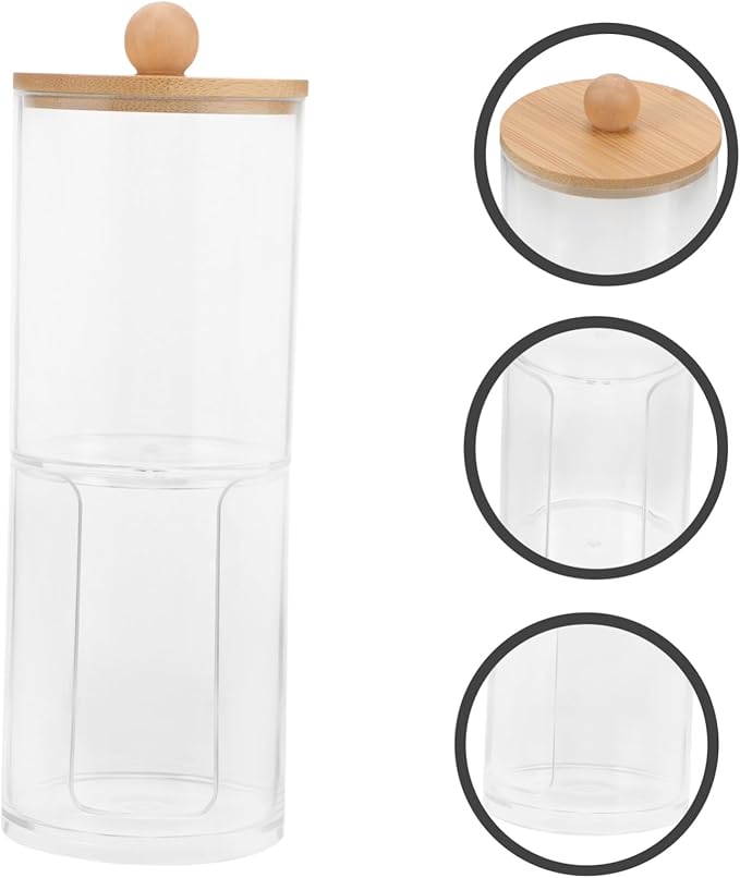 TIDTALEO Clear Acrylic Cylindrical Makeup Organizer Jar for Cosmetic Storage, Cotton Pad Storage, Office Supply Organization