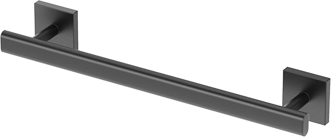 Gatco 4051MXA Elevate, Hand Towel Bar, 12”, Matte Black/Wall Mounted Single Hand Towel Holder for Bathroom
