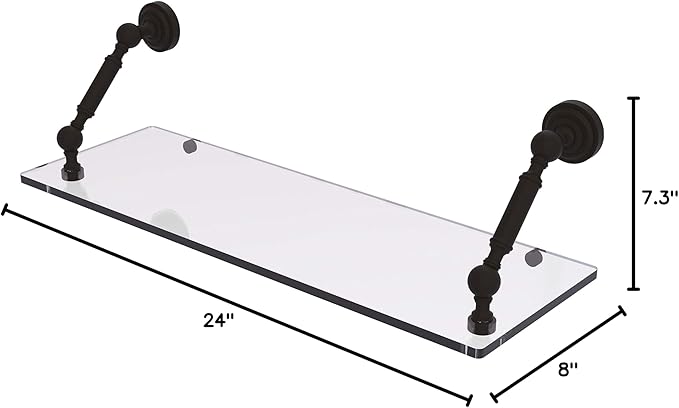 Allied Brass DT-1-24 Dottingham Collection 24 Inch Floating Glass Shelf, Oil Rubbed Bronze