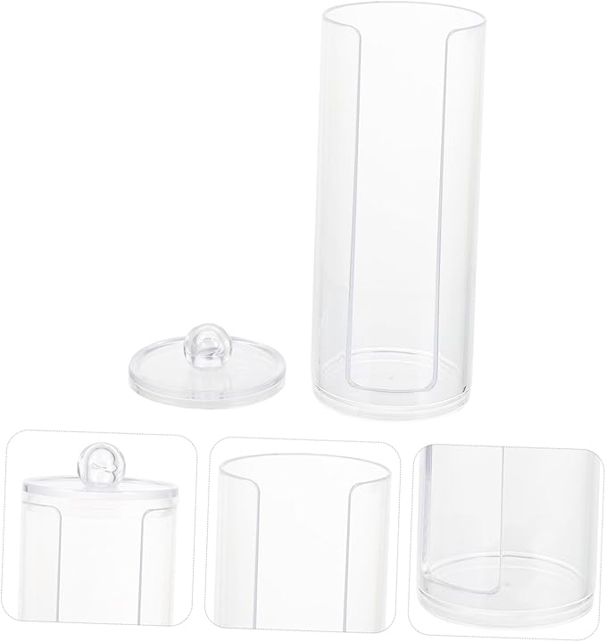 Cylindrical Plastic Hair Ring Organizer Lid 1-piece Makeup Storage Box for Hair Ties and Cotton Pads for Vanity and Bathroom Use