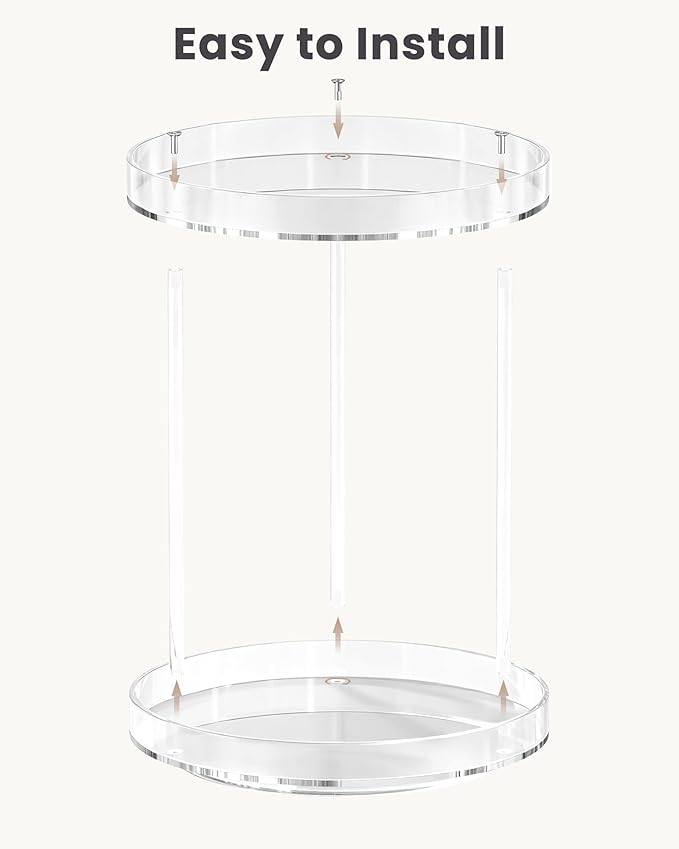Lolalet 360 Degree Rotating Acrylic Perfume Organizer Stand, 2 Tiers Clear Perfumes Holder Display Rack, Makeup Skincare Organization for Vanity Bathroom Countertop -Large, Clear