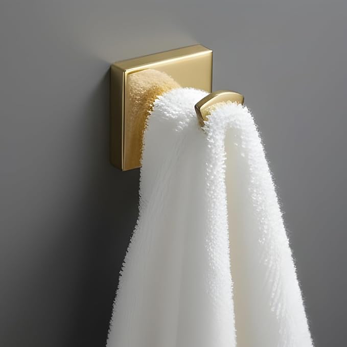 Roshan Handcrafted and Hand Polished Multi Purpose Towel Rack, Rust Proof and Peel Resistant Towel Shelf, Includes 2 Handmade Hooks (4-Piece Gold)
