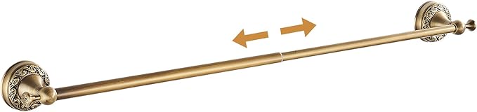 Wall Mounted Bathroom Towel Rack, Towel Bar Adjustable 15.5 to 27.5 Inch Antique Brass Pattern Carving,Brushed Bronze