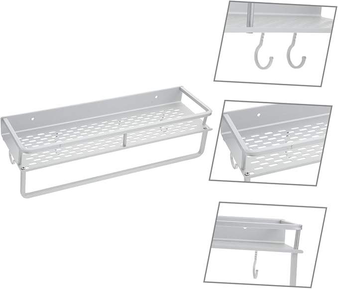 SHOWERORO Bathroom Decor Wall Shelves for Bathroom Wall-Mounted Storage Rack No Punching Glue Installation Aluminum Material Sturdy