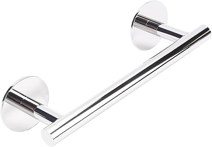 9 Inch Polished Chrome 304 Stainless Steel Towel Hanger for Bathroom - Adhesive & Wall Mount Towel Holder, New Apartment Essentials, Space-Saving Bathroom Furniture for Small Spaces