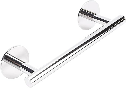 9 Inch Polished Chrome 304 Stainless Steel Towel Hanger for Bathroom - Adhesive & Wall Mount Towel Holder, New Apartment Essentials, Space-Saving Bathroom Furniture for Small Spaces