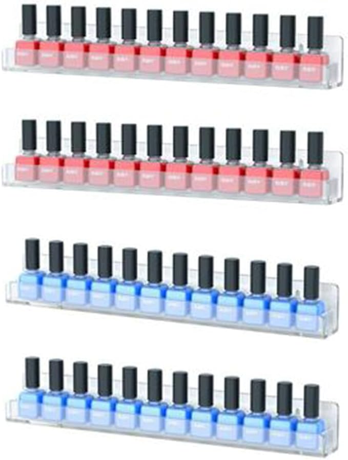 HESIN Acrylic Nail Polish Organizer Wall Mounted Nail Polish Display Racks 4 Pack Essential Oil Stand Holder Home Organizer