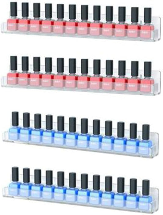 HESIN Acrylic Nail Polish Organizer Wall Mounted Nail Polish Display Racks 4 Pack Essential Oil Stand Holder Home Organizer