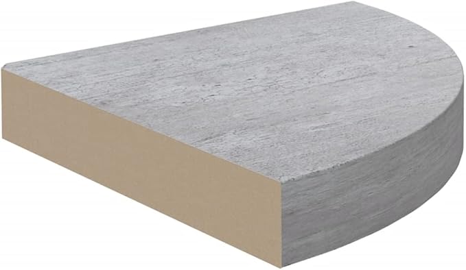 Concrete Gray Corner Floating Shelves 2 Pcs 13.8"x13.8"x1.5" Wall Mounted Storage Shelves Honeycomb MDF and Metal for Displaying Books Decor Photos Awards in Living Room Bathroom Office