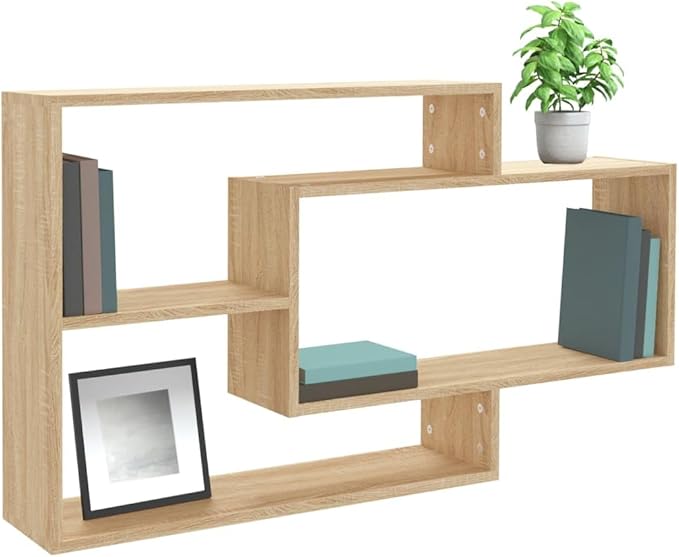 Floating Wall Shelves Set, Sonoma Oak Engineered Wood Decorative Storage Shelves for Living Room Bedroom, Rectangular Wall Mounted Display Shelves 40.9 x 7.9 x 23.0 in