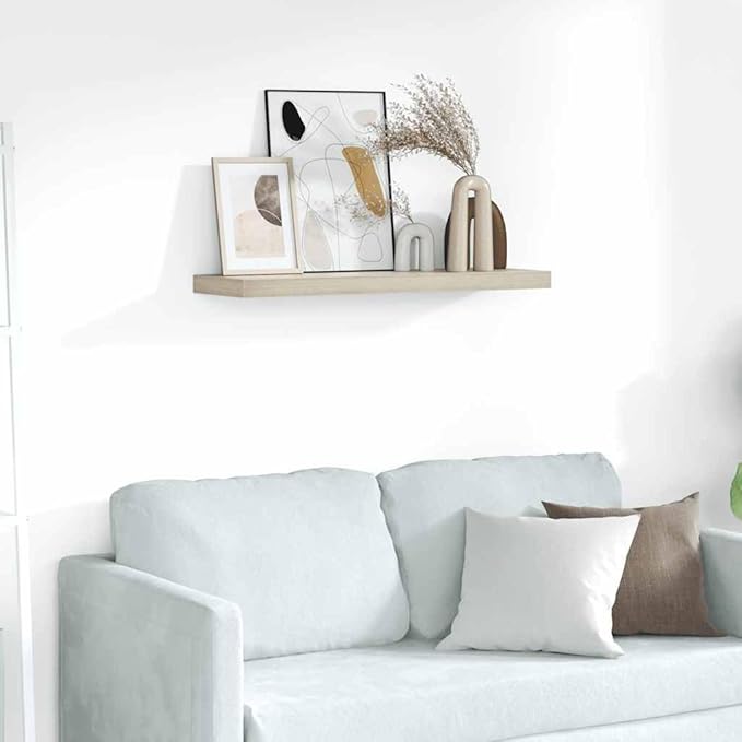 Floating Wall Shelf Oak 31.5 Inch, Invisible Mounting Modern Display Shelf for Living Room, Office, Honeycomb MDF and Metal Frame, Holds 22 lbs for Books, Decor, Awards, Easy Installation