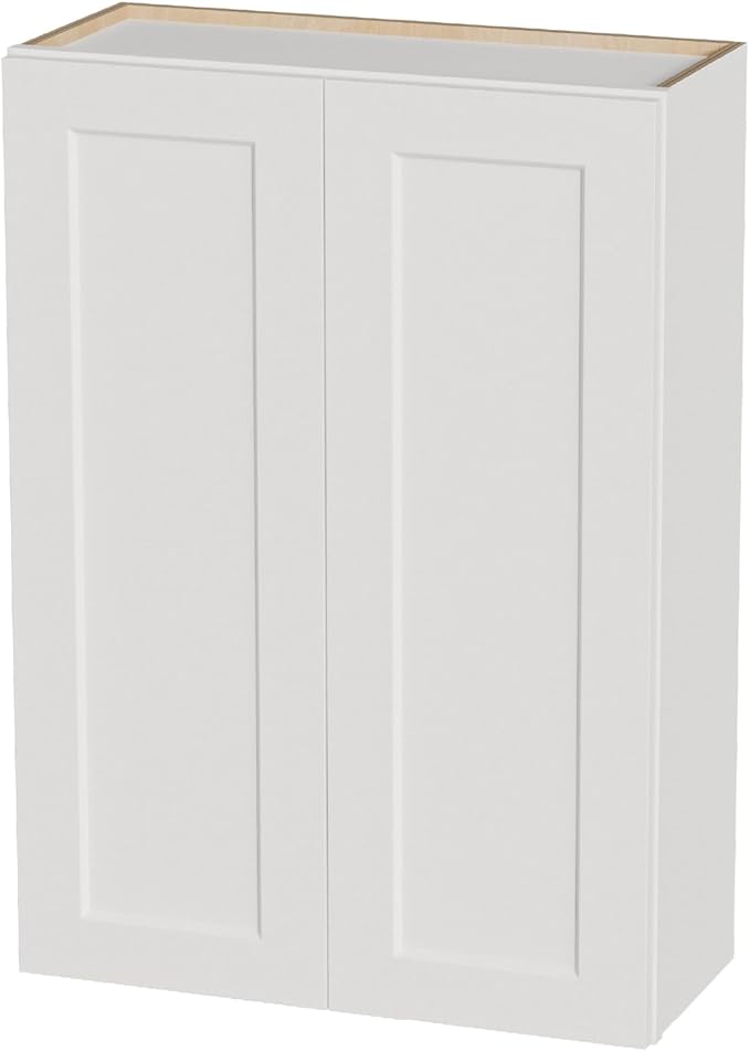 Kisart Laundry Room Cabinets Wall Mounted with Doors & Shelves, Solid Wood RTA Medicine Storage Cabinet, 30" Wx42”Hx12“D Inch White Shaker Hanging Cupboard, Space-Saving for Kitchen, Bathroom, Garage