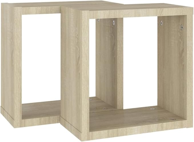 Wall Cube Shelves 2 Pack Sonoma Oak Floating Shelves 11.8x5.9x11.8 Inches for Living Room Bedroom Kitchen Display Storage Organizer Modern Wood Shelving