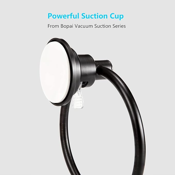 ORB No Dill Towel Ring, BOPai Vacuum Suction Cup Shower Washcloth Hand Towel Round Holder Bathroom
