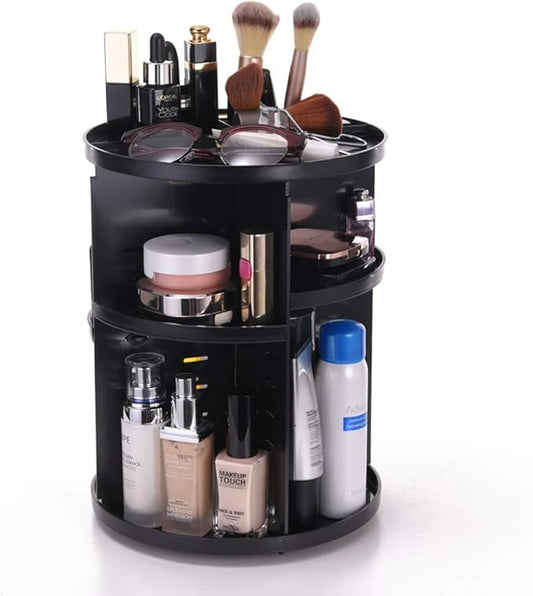 AFULILI Makeup Organizer Box 360° Rotating Perfume Stand Bathroom Storage Cosmetics Display Stand Space Saving and Large Capacity Case