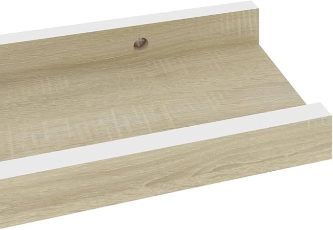 Wall Shelves Set of 4 White and Sonoma Oak Floating Shelves 15.7x3.5x1.2 Inches for Living Room Bedroom Kitchen Decor Storage Display Organizer