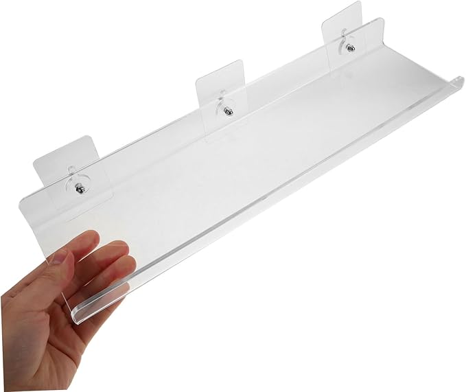 FRCOLOR Acrylic Floating Bathroom Shelves No Drill Wall Storage Rack Space Saving Corner Organizer