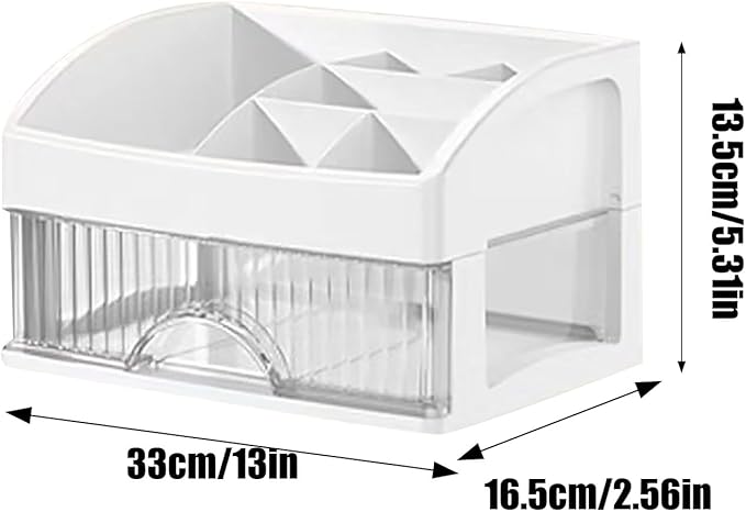 Makeup and Jewelry Organizer-Multilayer Transparent Drawer Storage,Desk Drawer Organizer-Cosmetics Jewelry Storage Cabinet,Desktop Rack for Stationery | Household Storage,for School Home (white, S)