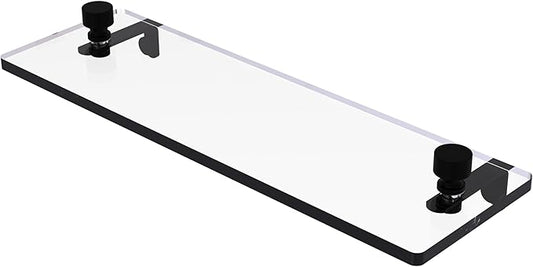 Allied Brass FT-1/16-BKM Foxtrot 16 Inch Glass Vanity Beveled Edges Shelf, Matte Black