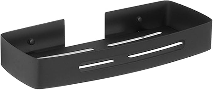 Aramox Bathroom Shelf, Matte Black Stainless Steel Wall Mounted Storage, Rustproof Design for Toiletries, Perfect for Small Spaces (Black Single Layer Rack (No Drill Installation))