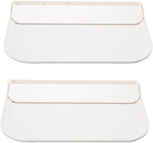2pcs Small White Foldable No Drill Floating Bathroom Shelves Plastic Wall Mounted Storage Rack for Towels Soap and Phone Organization