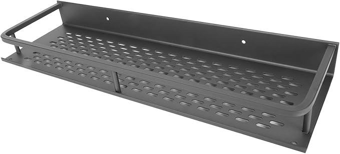 Kikumi Wall-mounted Bathroom Shelf, Drain Hole Space-saving Punch- Wall Floating Shelf High Load-bearing Aluminum for Hotel 40cm
