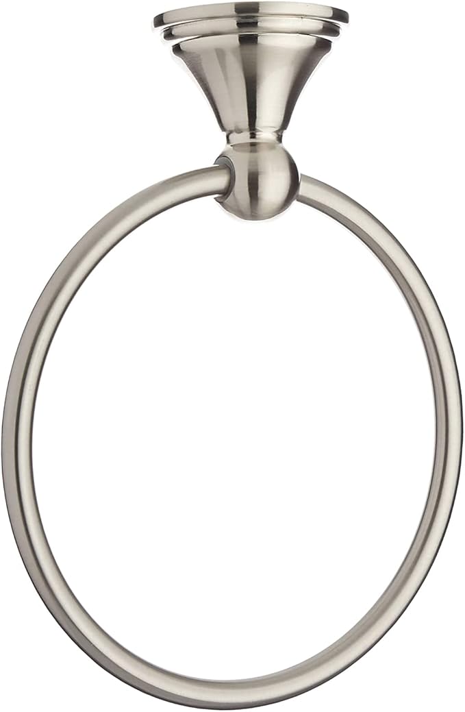 Amazon Basics Round Modern Towel Ring, 6.3-inch Diameter, Satin Nickel